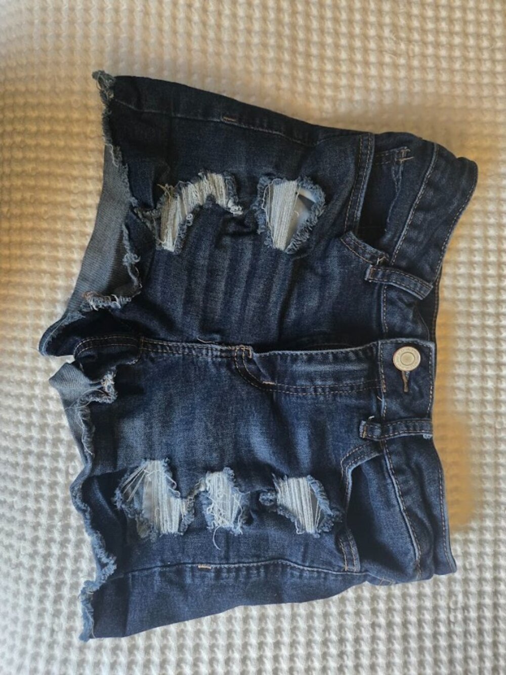 SO Dark Wash High Rise Distressed Denim Shorts 5/27